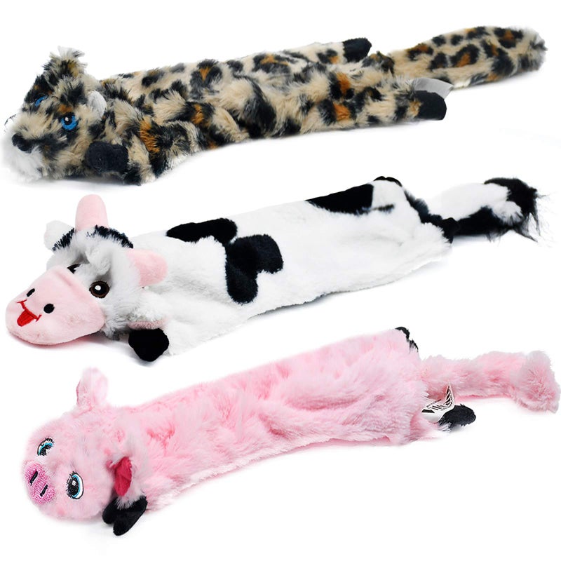 SHARLOVY Dog Squeaky Toys No Stuffing, 3 Pack Crinkle Dog Toys for Small Breeds or Puppy, Durable Chew Plush Cute Animals Natural for Teething Pet for Boredom - Image 1